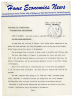 Home Economics News Service, volume 13, number 47: Open House for Columbia Basin Development Farm Home Scheduled, Poise, Personality, Sewing Skill Demonstrted by 4-H Revue Winners, Pan, Not Oven, May be Cause of Poorly Browned Baked Goods