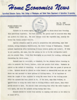 Home Economics News Service, volume 13, number 29: Frozen Spinach for Winter Meals, Add Zest to That Springtime Menu with Sauerkraut