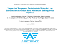 Impact of Proposed Sustainable Skies Act on Sustainable Aviation Fuel Minimum Selling Price (Project 001)