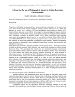 A Case for the use of Pedagogical Agents in Online Learning Environments