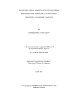 EXAMINING ANIMAL ASSISTED ACTIVITIES AS STRESS PREVENTION AND MENTAL HEALTH PROMOTION STRATEGIES ON COLLEGE CAMPUSES