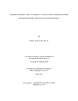 ASSESSING STUDENT VIEWS OF SCIENCE:  UNDERSTANDING THE RELATIONSHIP BETWEEN EPISTEMIC BELIEFS AND SCIENCE LEARNING