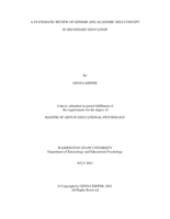 A Systematic Review of Gender and Academic Self-Concept in Secondary Education