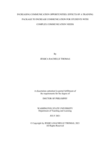 Increasing Communication Opportunities: Effects of a Training Package to Increase Communication For Students with Complex Communication Needs