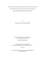ACCULTURATION AND MENTAL HEALTH ATTITUDES OF IRANIANS IN THE UNITED STATES: INVESTIGATING THE ROLE OF TIME IN SELF-REPORTED WILLINGNESS TO SEEK HELP