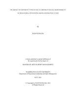 THE IMPACT OF DIFFERENT TYPES OF NFL S CORPORATE SOCIAL RESPONSIBILITY ON BEHAVIORAL INTENTIONS AMONG GENERATION Z FANS