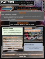 CAHNRS Business Center Newsletter, July 2021