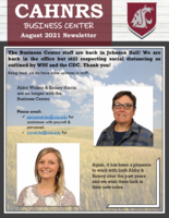 CAHNRS Business Center Newsletter, August 2021