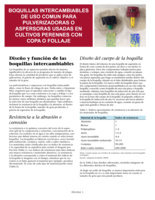 Boquillas intercambiables de uso comun para pulverizadoras o aspersoras usadas en cultivos perennes con copa o follaje