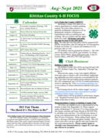 WSU Kittitas County Extension 4-H Focus, August-September 2021