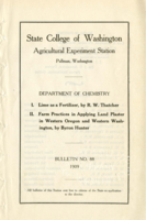I. Lime as a Fertilizer; II. Farm Practices in Applying Land Plaster in Western Oregon and Western Washington