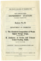 I. The Chemical Composition of Washington Forage Crops (Second Report); II. Analyses of Grain and Concentrated Feeding Stuffs.