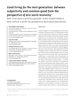 Bem viver para a próxima geração: entre subjetividade e bem comum a partir da perspectiva da ecossocioeconomia