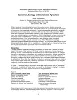 Economics, Ecology and Sustainable Agriculture