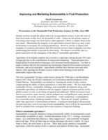 Improving and Marketing Sustainability in Fruit Production Presentation to the Sustainable Fruit Production Seminar in Chile