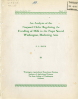 An Analysis of the Proposed Order Regulating the Handling of Milk in the Puget Sound, Washington, Marketing Area
