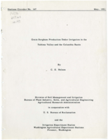 Grain Sorghum Production Under Irrigation in the Yakima Valley and the Columbia Basin