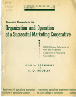 Organization and Operation of a Successful Marketing Cooperative (With Primary Reference to Fruit and Vegetable Cooperative Processing Associations)