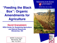 "Feeding the Black Box": Organic Amendments for Agriculture