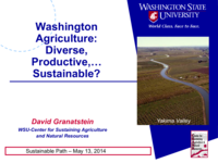 Washington Agriculture: Diverse, Productive,… Sustainable?