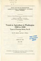 Trends in Agriculture in Washington 1900 to 1930. Types of Farming Series, Part II