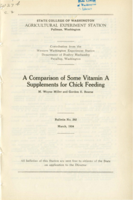 A Comparison of Some Vitamin A Supplements for Chick Feeding