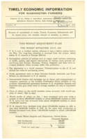 Timely Economic Information for Washington Farmers Number 19, 1933 July: The Wheat Adjustment Plan