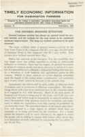 Timely Economic Information for Washington Farmers Number 34, 1939 September: The General Business Situation