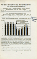 Timely Economic Information for Washington Farmers Number 32, 1938 November: The General Business Situation