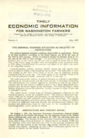 Timely Economic Information for Washington Farmers Number 8, 1932 July: The General Business Situation as Related To Agriculture