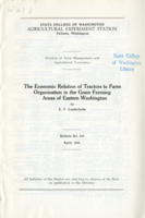 The Economic Relation of Tractors to Farm Organization in the Grain Farming Areas of Eastern Washington