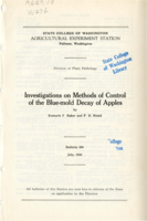Investigations on Methods of Control of the Blue-mold Decay of Apples