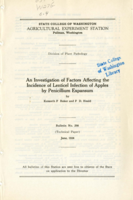 An Investigation of Factors Affecting the Incidence of Lenticel Infection of Apples by Penicillium Expansum