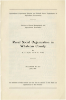 Rural Social Organization in Whatcom County