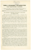 Timely Economic Information for Washington Farmers Number 17, 1933 April: The General Business Situation as Related To Agriculture