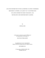 ADVANCED DISTRIBUTION SYSTEM ALGORITHMS: PLANNING CONSIDERING MICROGRID CLUSTERING, LOCALIZED VOLT-VAR OPTIMIZATION INCLUDING DISTRIBUTED ENERGY RESOURCES, AND RESTORATION USING REINFORCEMENT LEARNING