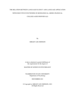 THE RELATION BETWEEN LANGUAGE FLUENCY AND LANGUAGE APPLICATION WITH EXECUTIVE FUNCTIONING IN MONOLINGUAL, BI/MULTILINGUAL COLLEGE-AGED INDIVIDUALS