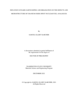 INFLUENCE OF RARE-EARTH DOPING AND IRRADIATION ON THE DEFECTS AND MICROSTRUCTURE OF URANIUM OXIDE SPENT NUCLEAR FUEL ANALOGUES
