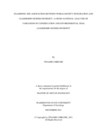 EXAMINING THE ASSOCIATION BETWEEN WORLD SOCIETY INTEGRATION AND LEADERSHIP GENDER DIVERSITY: A CROSS-NATIONAL ANALYSIS OF VARIATIONS IN CONSERVATION AND ENVIRONMENTAL-NGOs LEADERSHIP GENDER DIVERSITY
