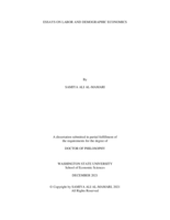 ESSAYS ON LABOR AND DEMOGRAPHIC ECONOMICS
