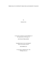 THREE ESSAYS ON FERTILITY BEHAVIOR AND DOMESTIC VIOLENCE