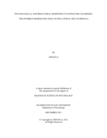 Psychological and Behavioral Responses to Ostracism: Examining the Possible Moderating Role of Relational Self-Schemata