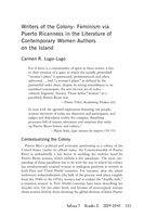 Writers of the Colony: Feminism via Puerto Ricanness in the Literature of Contemporary Women Authors on the Island