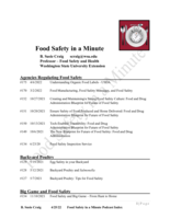 Food Safety in a Minute Podcast Index, 2019-2022