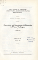 Observations and Experiments with Blueberries in Western Washington