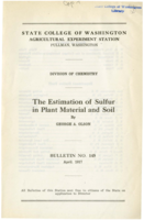 The Estimation of Sulfur in Plant Material and Soil