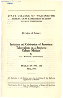 Isolation and Cultivation of Bacterium Tuberculosis on a Synthetic Culture Medium