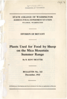 Plants Used for Food by Sheep on the Mica Mountain Summer Range