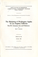 The Marketing of Washington Apples in Los Angeles, California: Part III Consumer Use and Preference