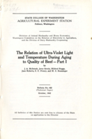 The Relation of Ultra-Violet Light and Temperature During Aging to Quality of Beef - Part I